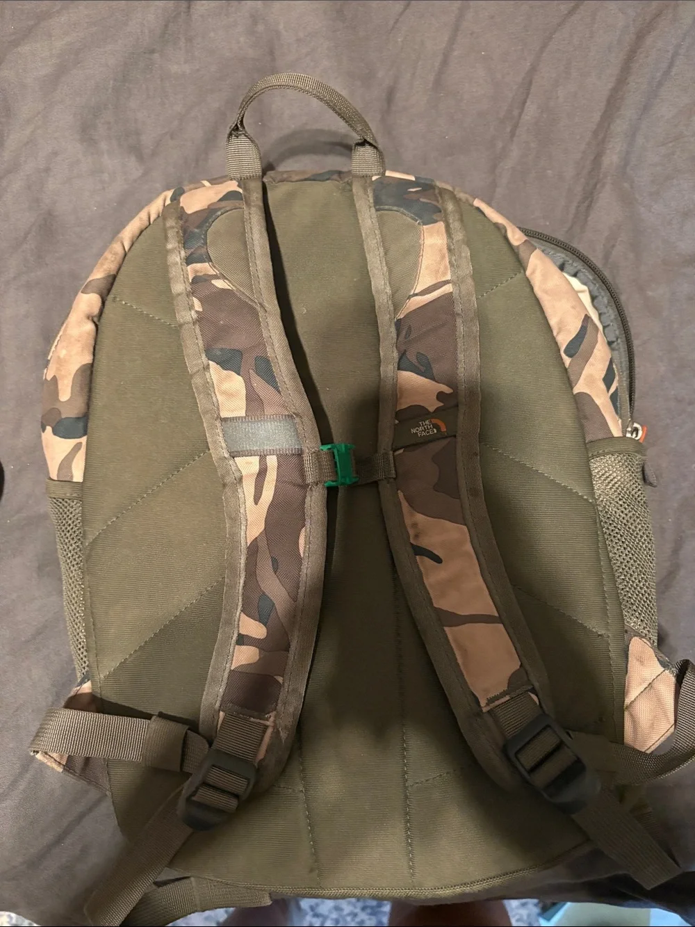 The North Face Men's Camo Backpack with Orange Accents